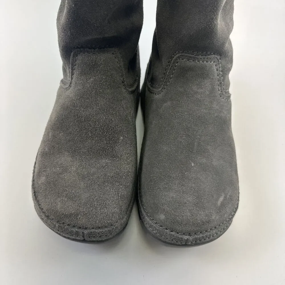 FitFlop Superboot Short Smoke Gray Suede Pull On Buckle Comfort Toning Womens 7